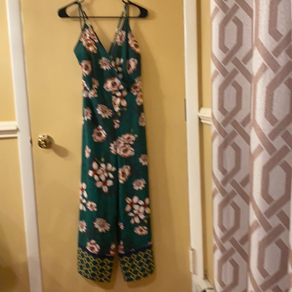 Forever21 Green Floral Jumpsuit